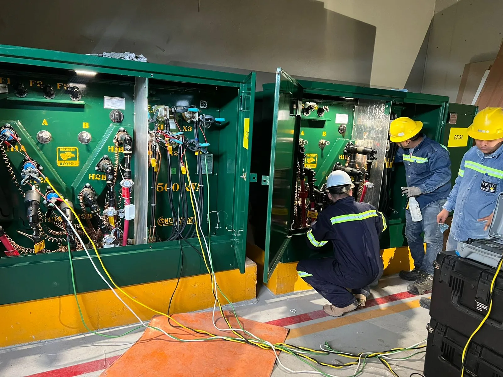 Pruebas de relación de transformador en pedestales MADVER 500 kVA